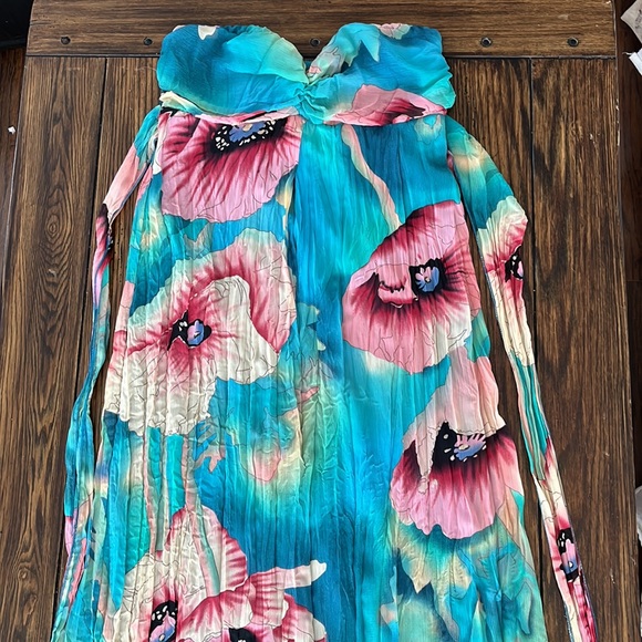 EUC Xhilaration turquoise floral maxi dress - Picture 3 of 10